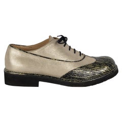 Chanel Two-tone Shimmer Lace-up Oxford Shoes - '10s