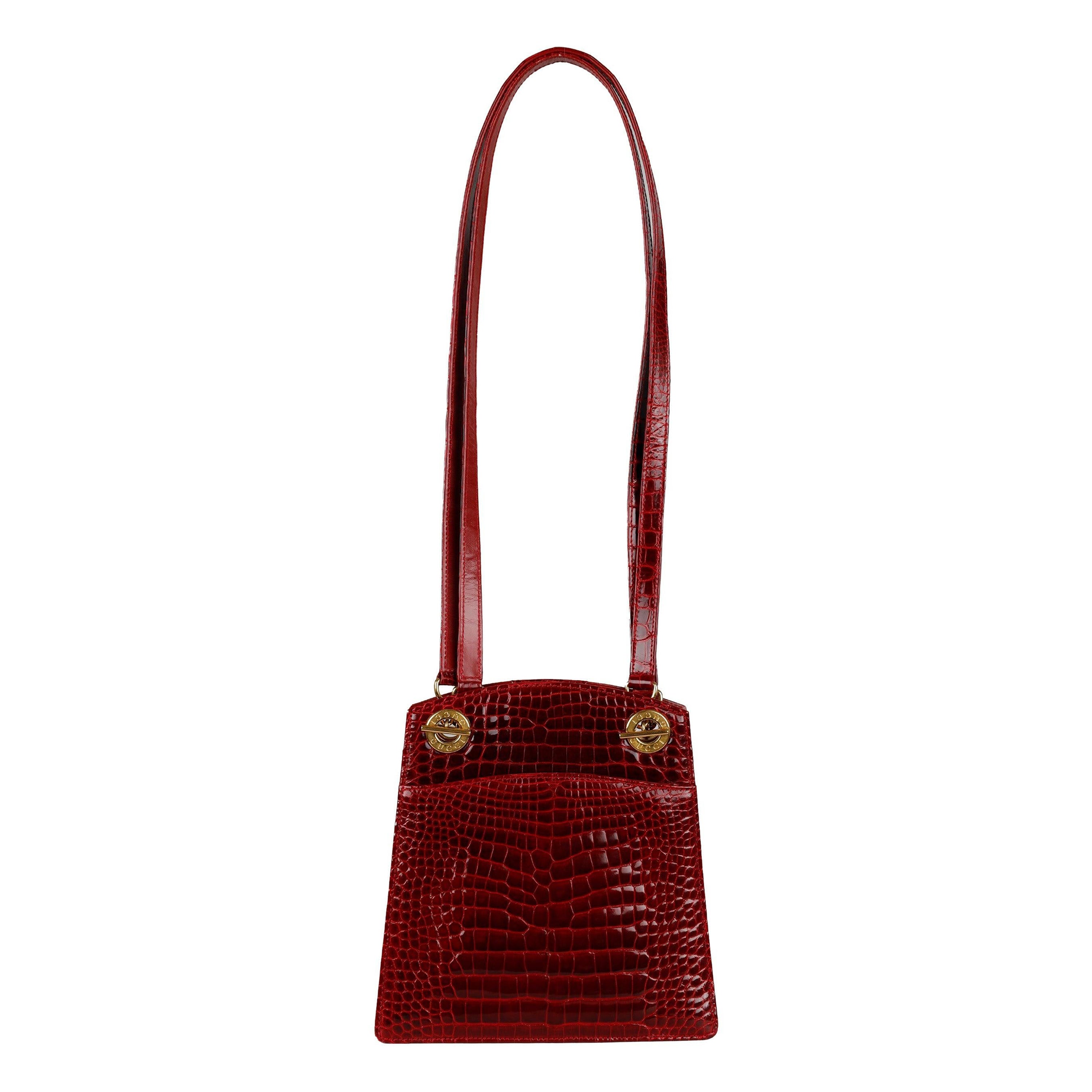 Gucci Vintage Exotische Leder-Umhängetasche aus Leder - 80er Jahre im Angebot