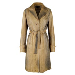 Roberto Cavalli Trenchcoat aus Leder mit Krokodillederprägung - '00s