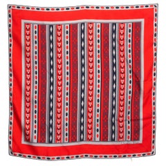Christian Dior Roter geometrischer Seidenschal