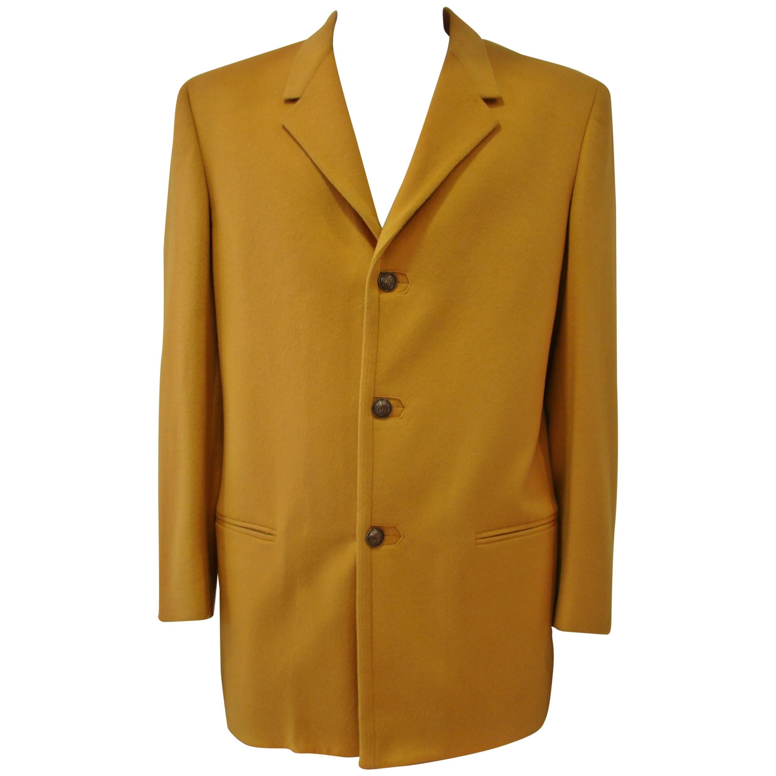 Rare Gianni Versace Mustard Wool Jacket For Sale