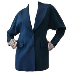 Vintage Unique Claude Montana Blue Wool Jacket