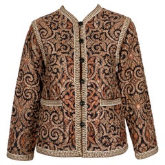 Vintage 1977 YVES SAINT LAURENT silk Batik printed quilted RUNWAY jacket