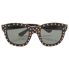 Saint Laurent Brown SL100 Lou Studded Square Sunglasses