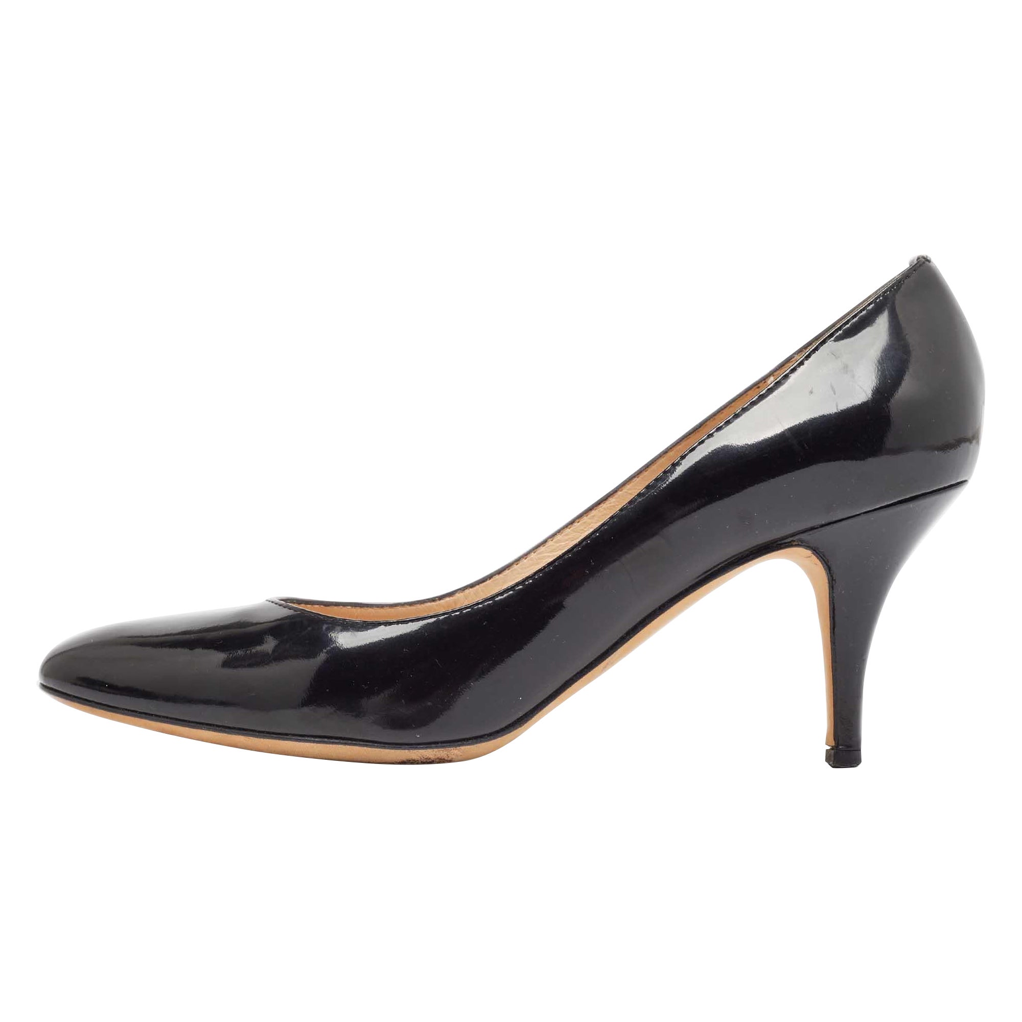 Giuseppe Zanotti Black Patent Round Toe Pumps Size 38.5 For Sale