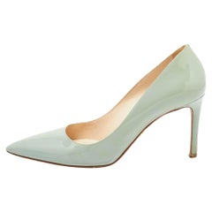 Prada Mint Green Patent Leather Pointed Toe Pumps Size 38
