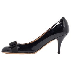 Salvatore Ferragamo Black Patent Leather Carla Pumps Size 40.5