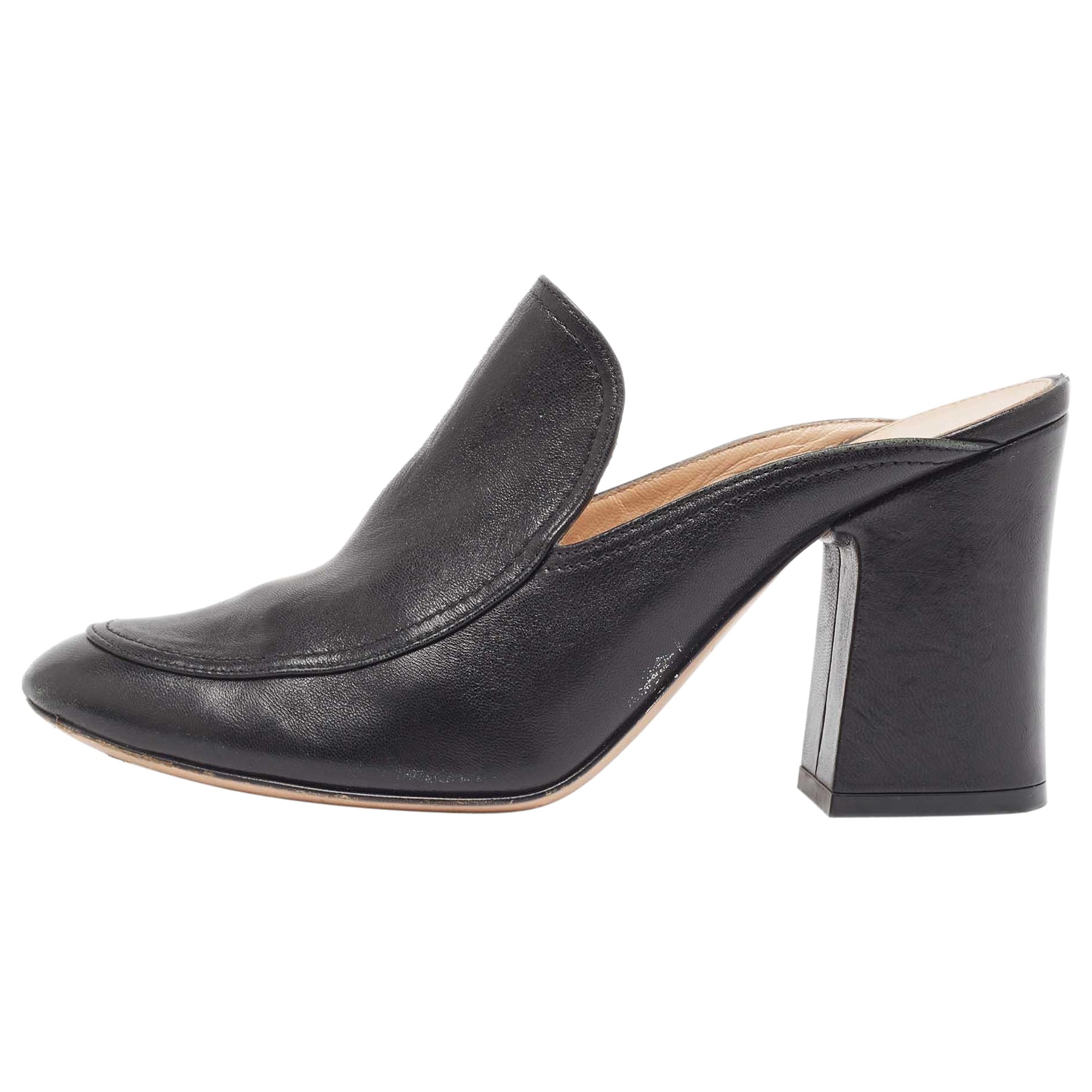 Gianvito Rossi Sandales Slides en cuir noir Taille 38
