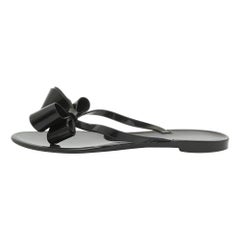 Valentino Black Rubber Bow Flat Size 40