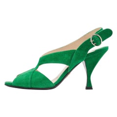 Prada Green Suede Slingback Sandals Size 37