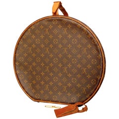 Retro Louis Vuitton Monogram Round Hat Box Boite Chapeau Travel Case + ID Tag 40cm 80s