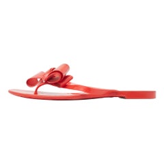 Valentino Red Jelly Bow Accents Slide Flats Size 38