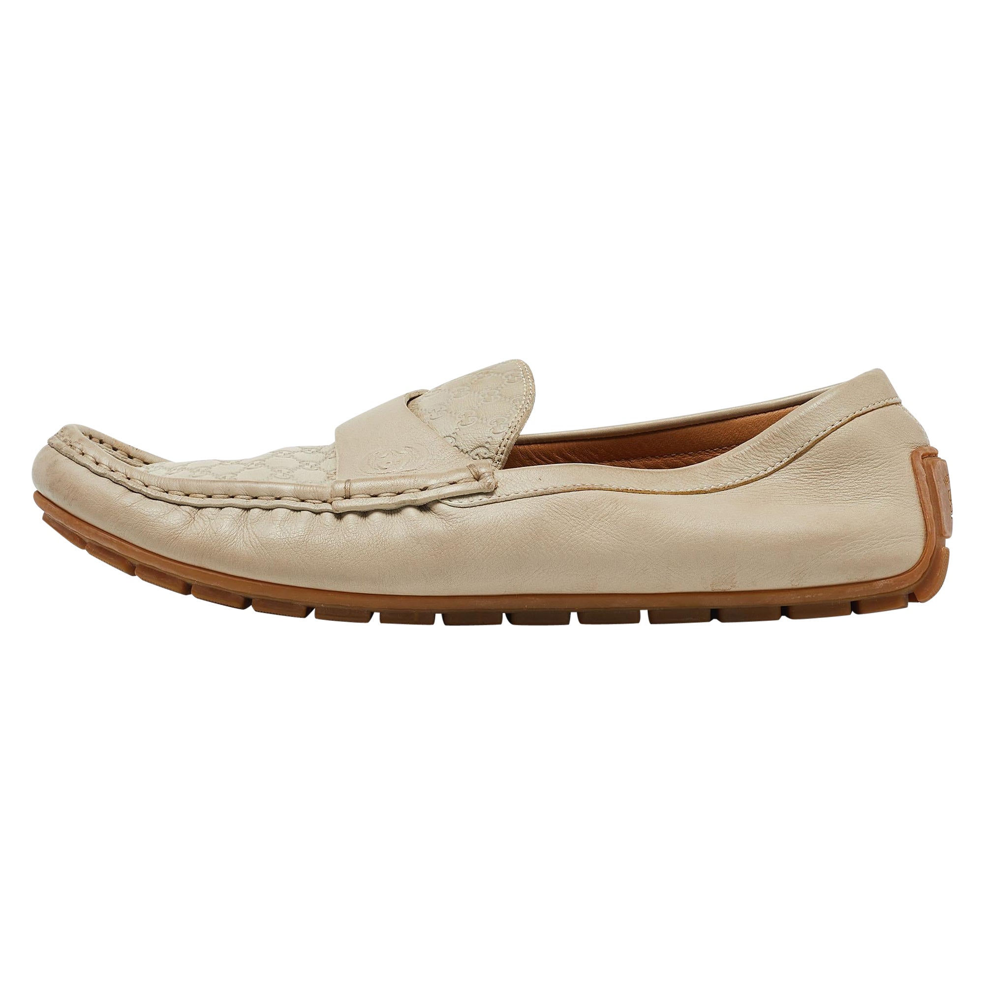 Mocasines Gucci Beige GG Piel Slip On Talla 38.5