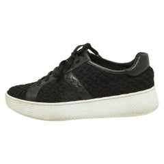 Bottega Veneta Nero Tessuto e Pelle Scarpe da Ginnastica Basse Taglia 39.5