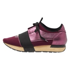 Balenciaga Zapatillas deportivas Race Runner de piel, neopreno y tela color burdeos Talla 39