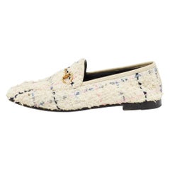 Used Gucci Multicolor Tweed Jordaan Horsebit Slip On Loafers Size 38.5