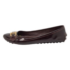 Louis Vuitton: ballerine Oxford in pelle verniciata borgogna taglia 36.5