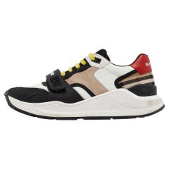 Burberry Multicolor Suede and Fabric Velcro Low Top Sneakers Size 43