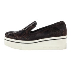 Stella McCartney Brown/Black Velvet Binx Star Platform Slip On Sneakers Size 37