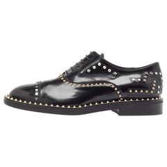 Zadig & Voltaire Black Leather Studded Youth Clous Oxfords Size 37