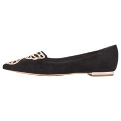 Sophia Webster Black Suede Bibi Butterfly Pointed Toe Ballet Flats Size 37