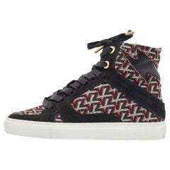 Zadig & Voltaire Black Suede and Leather High Top Sneakers Size 36