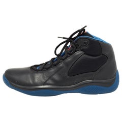 Prada Blue/Black Leather and Mesh Punta Ala Sneakers Size 41