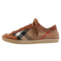 Burberry Brown Nova Check Leather and Canvas Sneakers Size 37