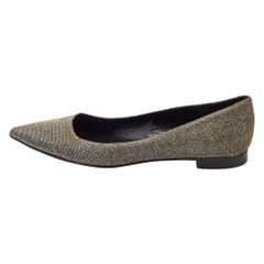 Saint Laurent Bailarinas de punta de tela de lúrex metalizada talla 38.5