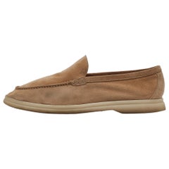 Loro Piana Beige Suede Summer Walk Loafers Size 38.5
