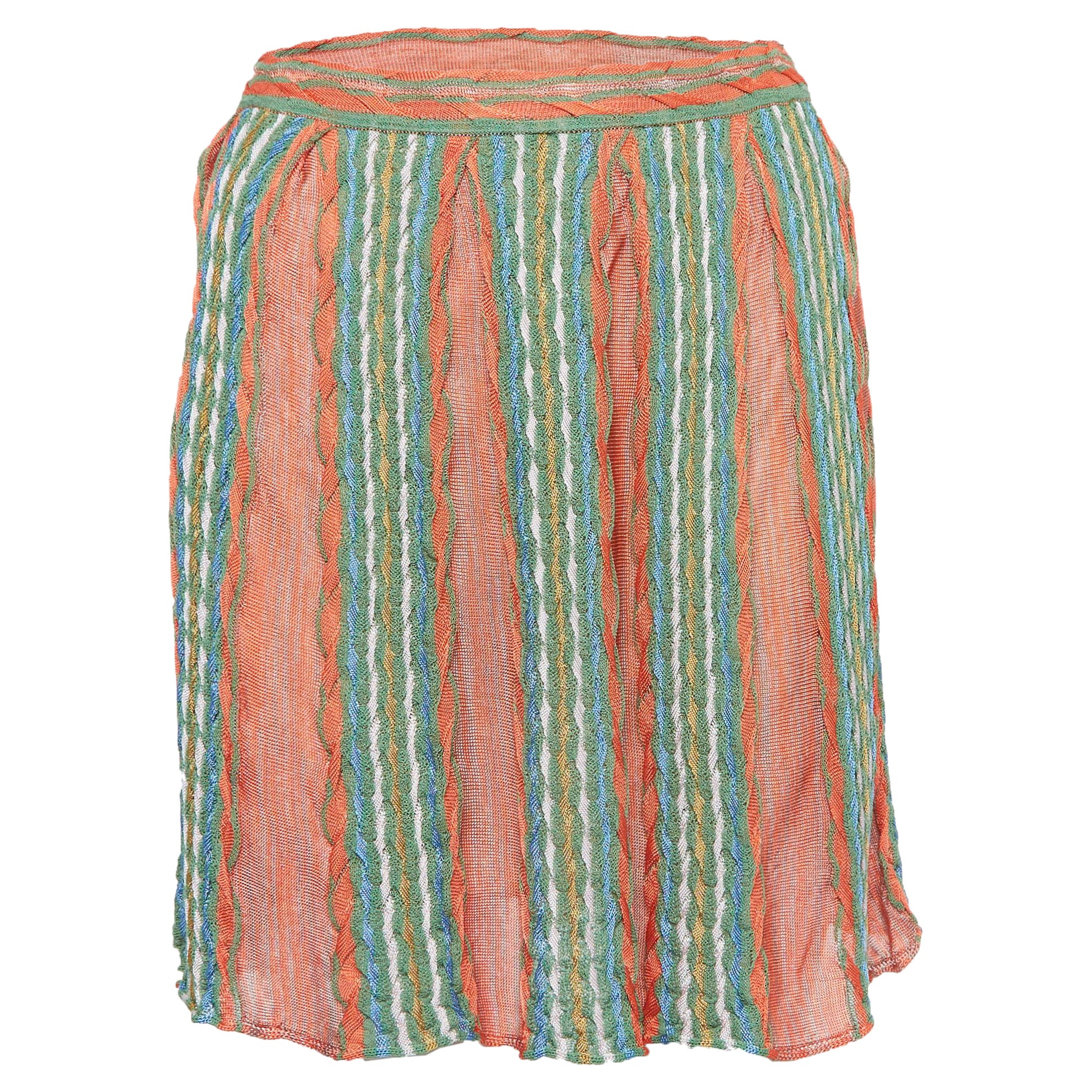 M Missoni Multicolor Striped Knit Mini Skirt S For Sale