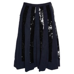 Dolce & Gabbana Navy Blue Cotton Sequined Skirt M