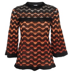 M Missoni Orange Eyelet Knitted Flared Sweatshirt S