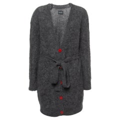 Zadig & Voltaire Grey Mohair Belted Button Front Cardigan M/L