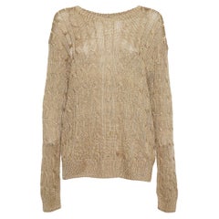 Polo Ralph Lauren Metallic Gold Cable Knit Sweater XL
