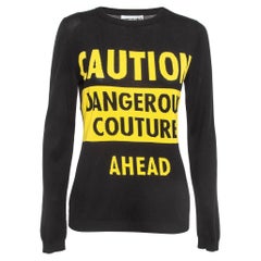 Moschino Couture Noir Sweat-shirt en coton imprimé Caution M