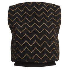 Alaia Black/Gold Chevron Pattern Lurex Knit Vest M