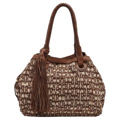 Givenchy Brown Signature Canvas and Leather Braided Handle Shoulder Bag