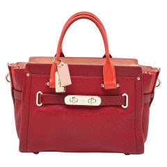 Coach Two Tone Red Leather Swagger 27 Carryall Tote