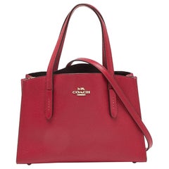 Coach Red/Pink Grained Leather Charlie Carryall Tote