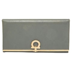 Salvatore Ferragamo Grey Leather Gancini Icona Continental Wallet