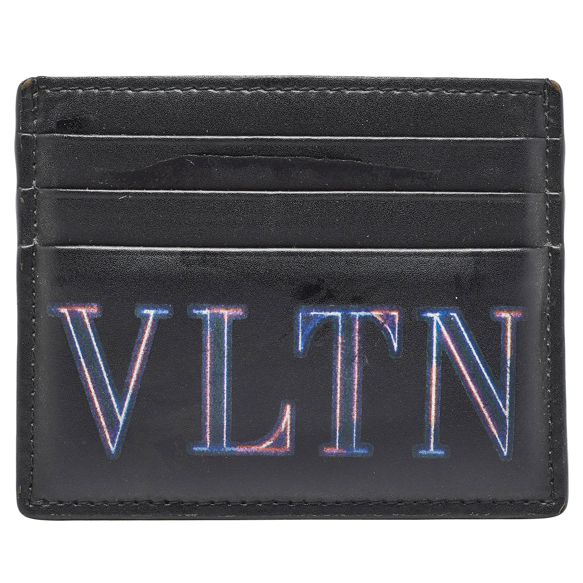 Valentino Black Leather VLTN Card Holder For Sale