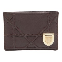 Dior Burgundy Leather Diorama Card Holder