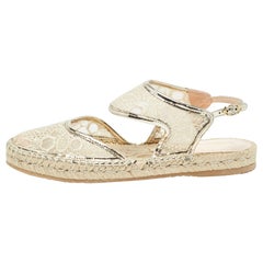 Nicholas Kirkwood Gold Lace and Mesh Espadrilles Slingback Flats Size 36
