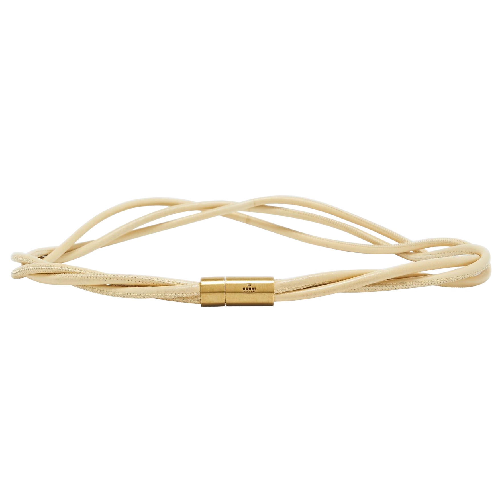 Gucci Cream Leather Twisted Waist Belt