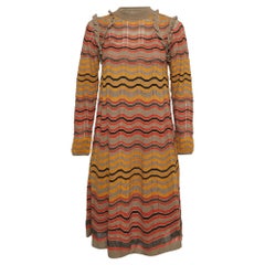 M Missoni - Vestito con volant in maglia a motivi multicolore S.I.M.