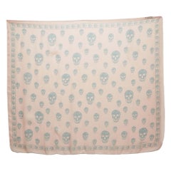 Alexander McQueen Light Pink Skull Print Silk Scarf