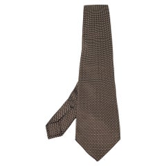 Ermenegildo Zegna Brown Micro Checked Silk Tie