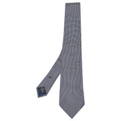 Ermenegildo Zegna Navy Blue Patterned Silk Tie