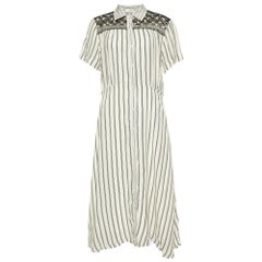 Sandro White Striped Cupro Midi Dress L